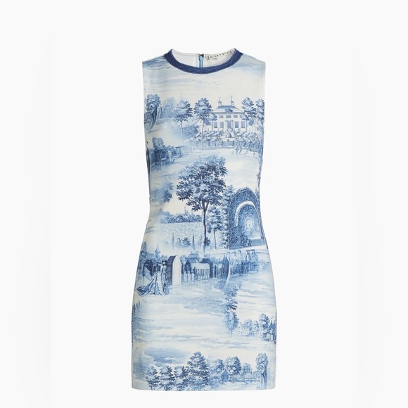 alice and olivia blue and white dress Alice + Olivia Blue White Paisley Embroidered Khira Tiered Mini Dress Size 4